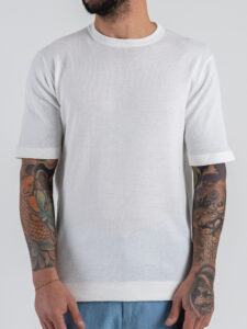 OVER-D T-shirt regular mezza manica in cotone OC1S2S6M11 Bianco (4)