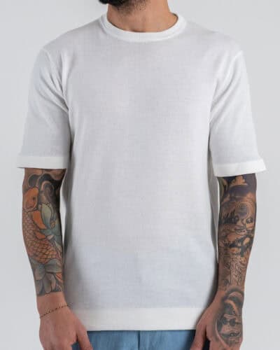 OVER-D T-shirt regular mezza manica in cotone OC1S2S6M11 Bianco