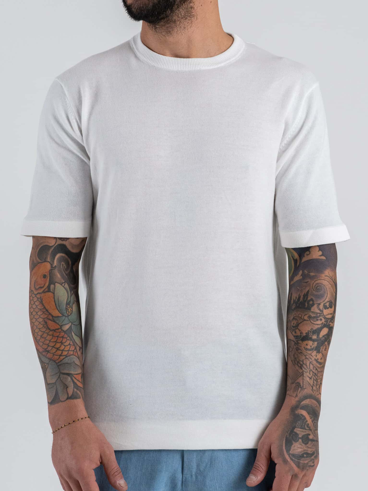 OVER-D T-shirt regular mezza manica in cotone OC1S2S6M11 Bianco