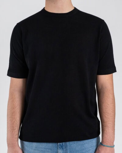 OVER-D T-shirt regular mezza manica in cotone OC1S2S6M11 Nero