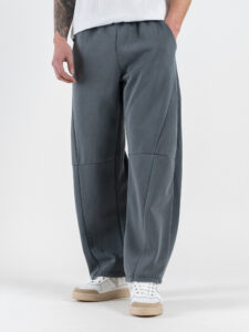Pantalone baggy in felpa con cuciture frontali e coulisse in vita 299 Dark Grey (3)