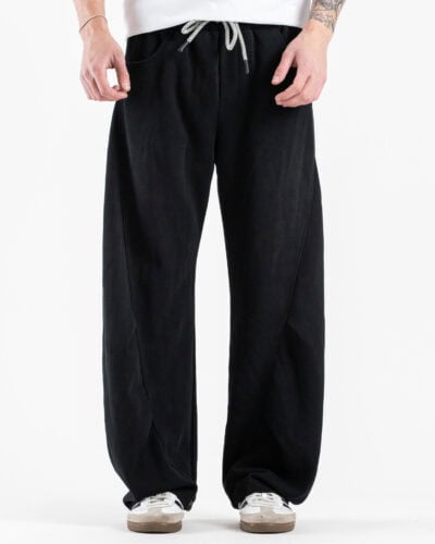 Pantalone tuta balloon leggero sfumato con coulisse e bottone sul fondo 76122 Black