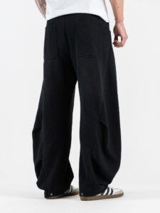 Pantalone balloon in cotone con coulisse e bottone sul fondo 76122 Black (5)