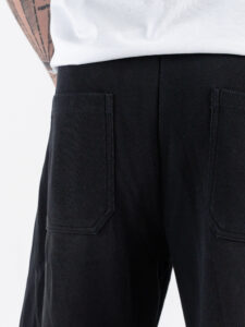 Pantalone balloon in cotone con coulisse e bottone sul fondo 76122 Black (6)