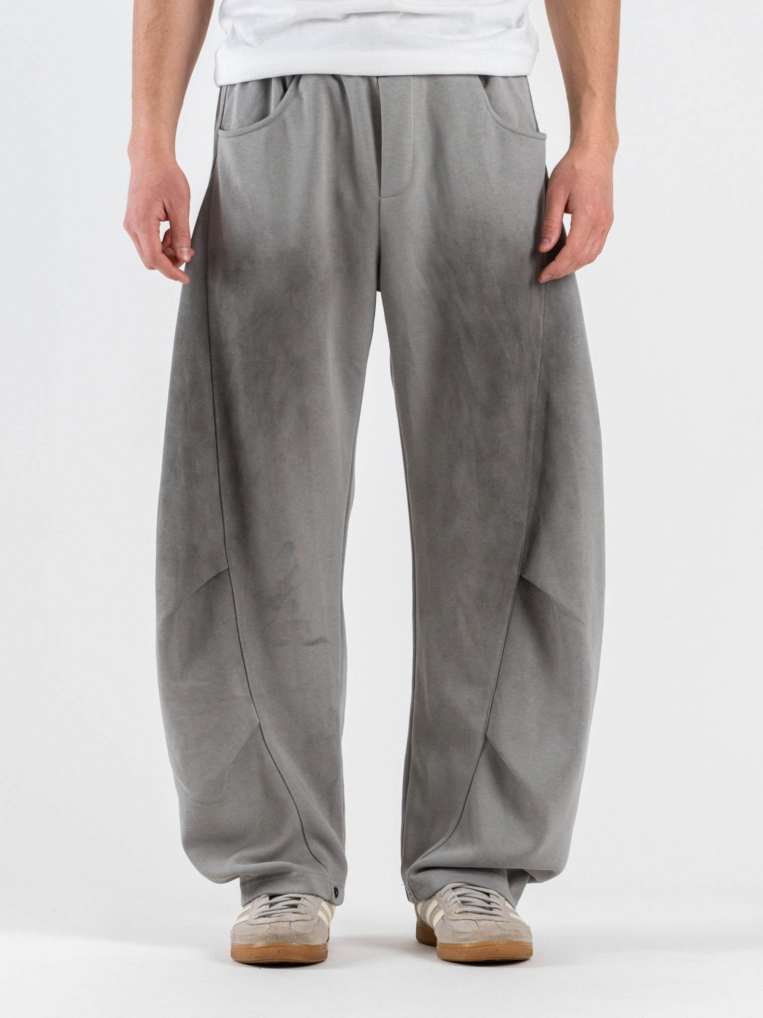 Pantalone tuta balloon leggero sfumato con coulisse e bottone sul fondo 76122 Grey