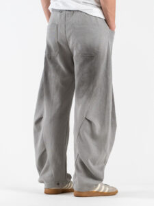Pantalone balloon in cotone con coulisse e bottone sul fondo 76122 Grey (4)