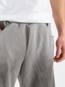 Pantalone balloon in cotone con coulisse e bottone sul fondo 76122 Grey (6)