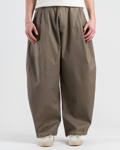 Pantalone balloon in cotone leggero con coulisse in vita KM01 Fango