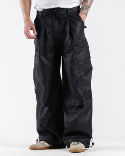 Pantalone balloon in tessuto tecnico con coulisse in vita e pences 7003 Nero
