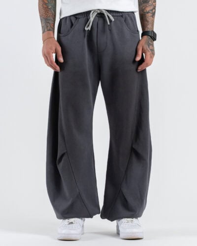 Pantalone tuta balloon leggero sfumato con coulisse e bottone sul fondo 76122 Dark Grey