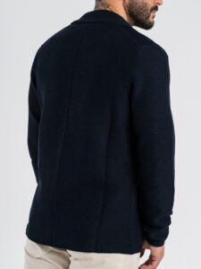 SEINSE Giacca regular in maglia in cotone leggero con tasche frontali ME3227SS Blu Navy (5)