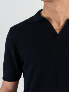 SEINSE Polo regular a mezza manica in cotone con scollo a V ME3187SS Blu Navy (4)