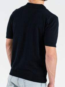 SEINSE Polo regular a mezza manica in cotone con scollo a V ME3187SS Blu Navy (5)