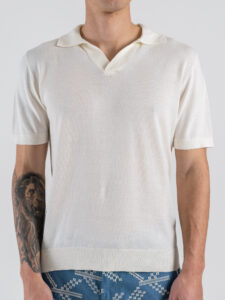 SEINSE Polo regular a mezza manica in cotone con scollo a V ME3187SS Off White (3)