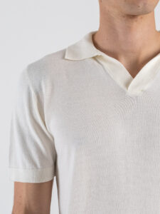 SEINSE Polo regular a mezza manica in cotone con scollo a V ME3187SS Off White (4)