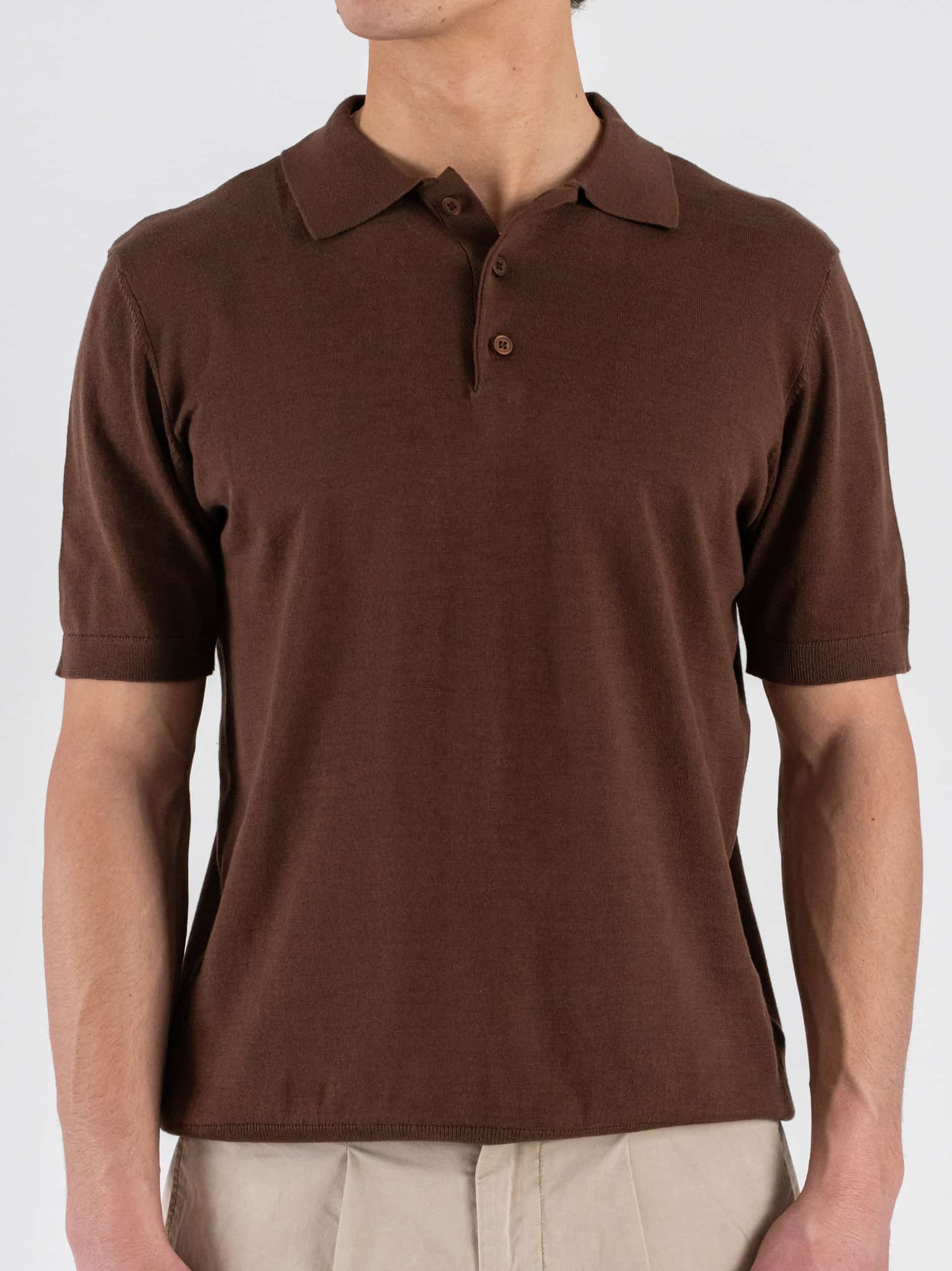 SEINSE Polo regular a mezza manica in cotone leggero ME3188SS Moka