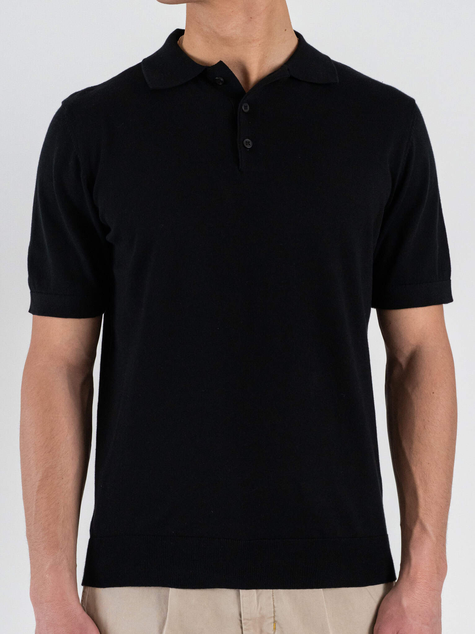 SEINSE Polo regular a mezza manica in cotone leggero ME3188SS Nero