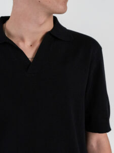 SEINSE Polo regular a mezza manica in cotone regular con scollo a V ME3187SS Nero (4)