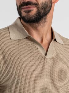 SEINSE Polo regular traforata con collo a V ME3203SS Beige (3)