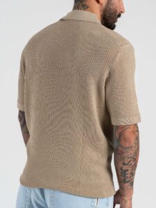 SEINSE Polo regular traforata con collo a V ME3203SS Beige (5)