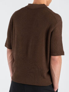 SEINSE Polo regular traforata con collo a V ME3203SS Moka (5)
