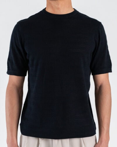 SEINSE T-shirt in maglia girocollo regular traforata ME3260SS Blu