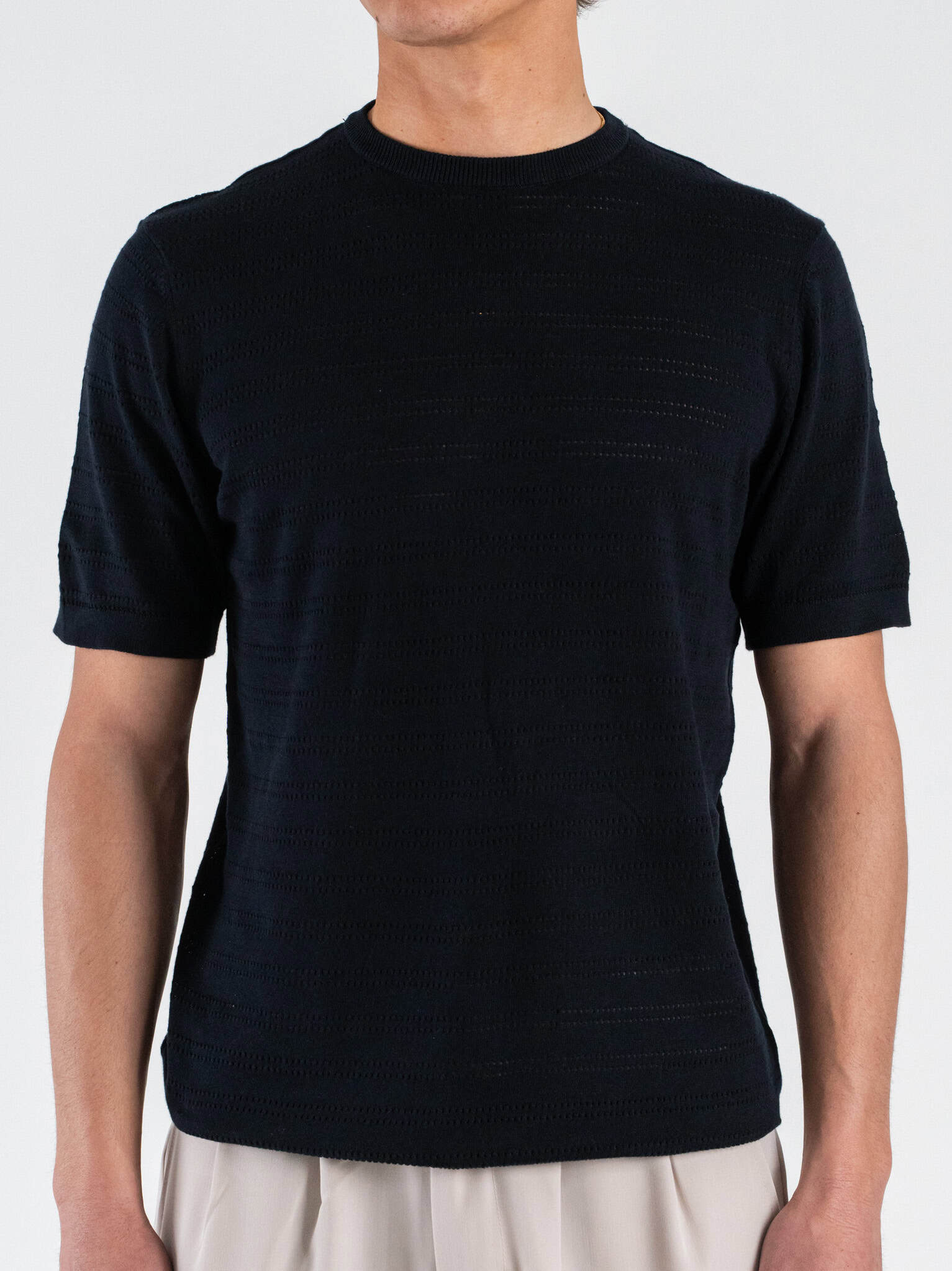 SEINSE T-shirt in maglia girocollo regular traforata ME3260SS Blu