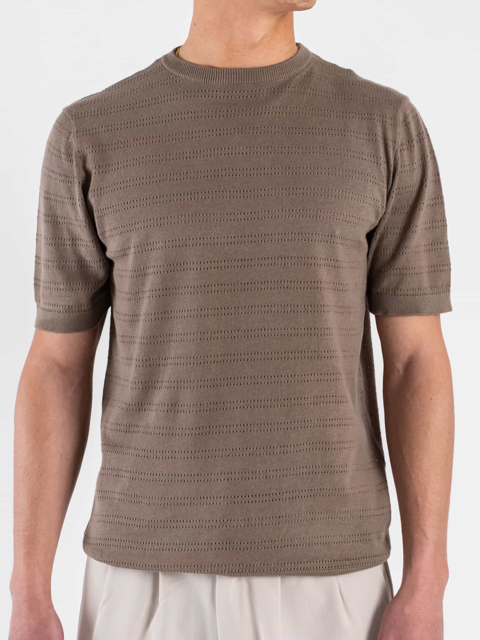 SEINSE T-shirt in maglia girocollo regular traforata ME3260SS Fango