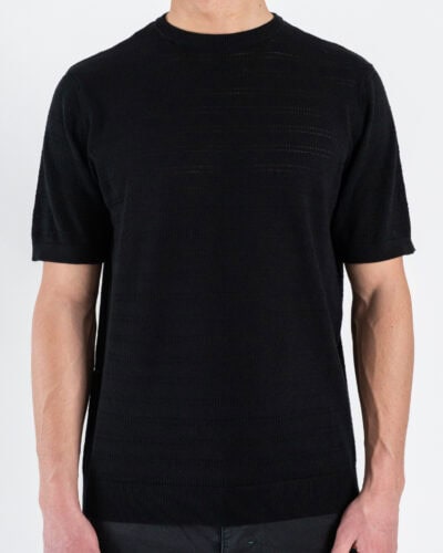 SEINSE T-shirt in maglia girocollo regular traforata ME3260SS Nero