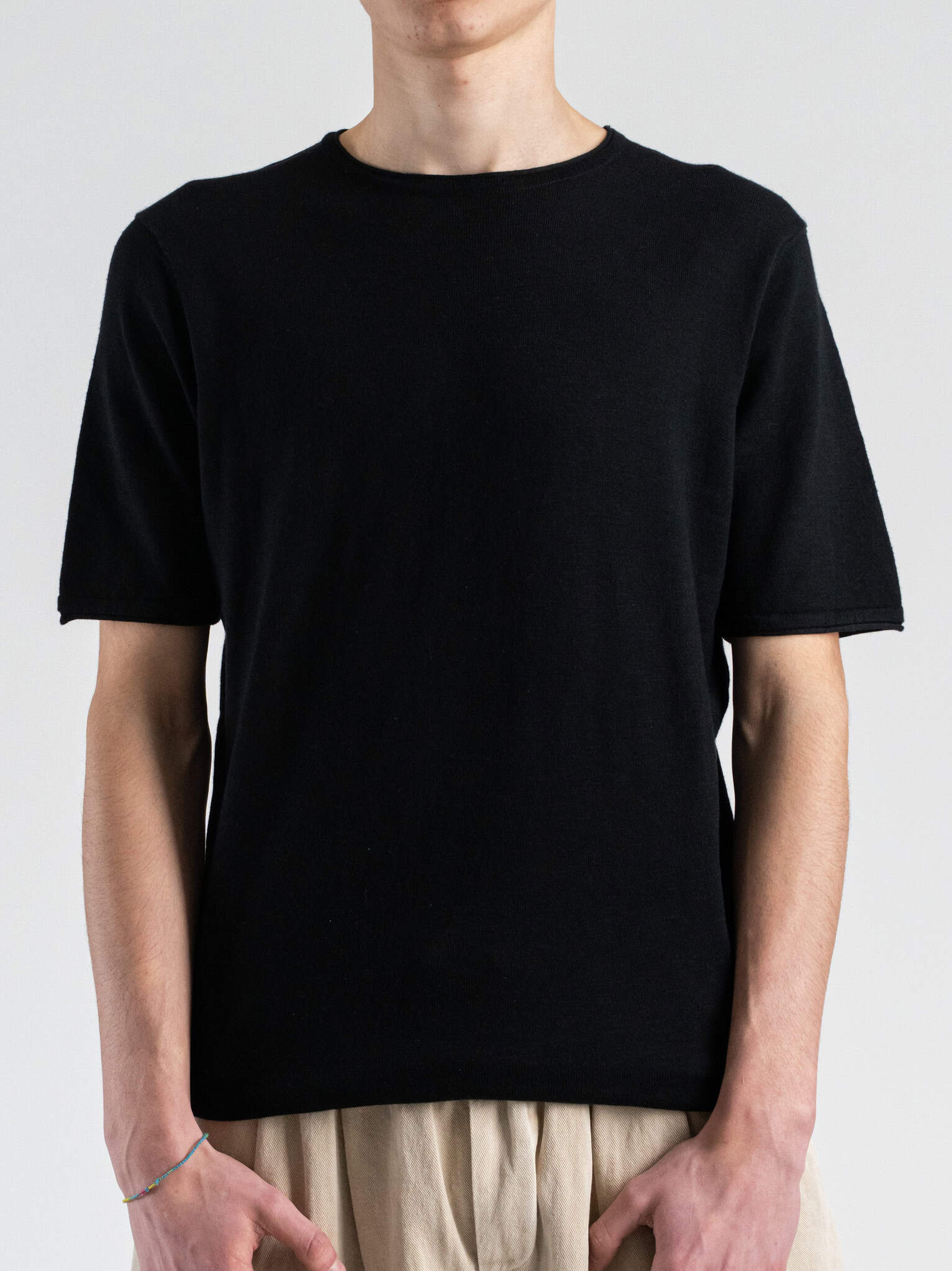 SEINSE T-shirt regular in maglia a mezza manica ME3192SS Nero