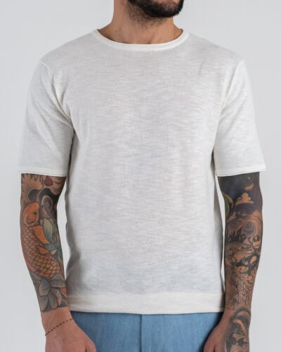 SEINSE T-shirt regular in maglia a mezza manica ME3192SS Off White