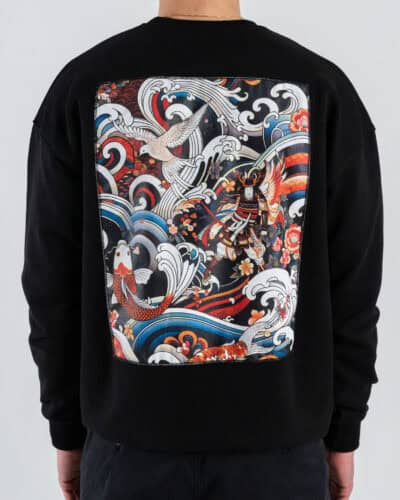 V2 Felpa over con stampa SAMURAI Nera