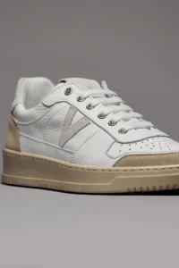 V2 Sneakers in pelle bianca con V a contrasto e tallone in camoscio beige SUCOLBI Bianco Beige 3