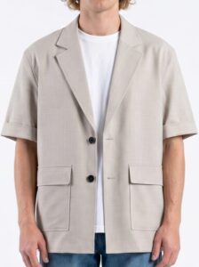 imperial giacca microlavorata over a due bottoni e tasche frontali JZCRJCI beige2