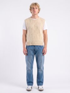 imperial gilet regular girocollo in maglia lavorata M553U389 sabbia1