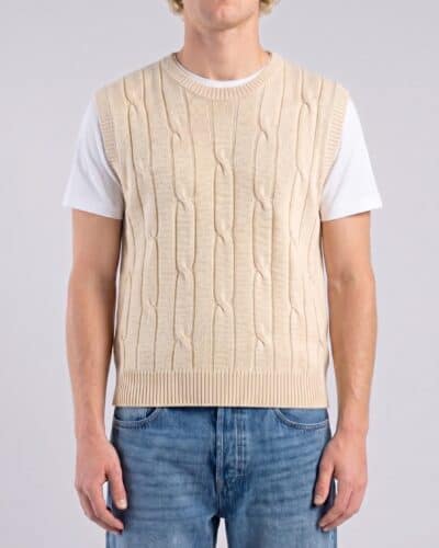 IMPERIAL Gilet regular girocollo in maglia lavorata M553U389 Sabbia