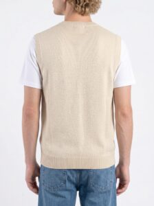 imperial gilet regular girocollo in maglia lavorata M553U389 sabbia3