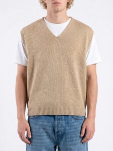 imperial gilet regular in cotone leggero con scollo a V M81411988 beige4