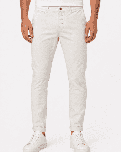 BERNA Pantalone chinos slim in lino WEMBLEY 261236 Latte