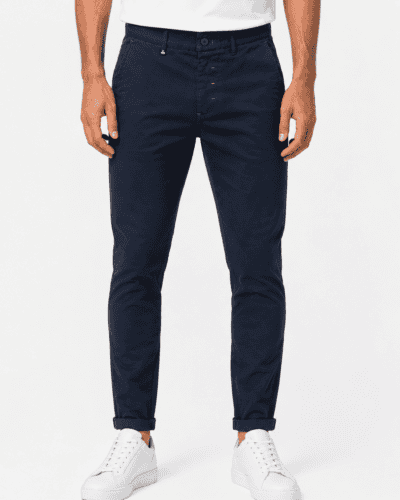 BERNA Pantalone chinos slim in lino WEMBLEY 261236 Blu