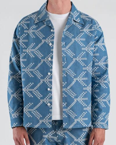BERNA Camicia over da coordinato con ricami 261369 Azzurro