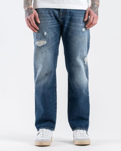 BERNA Jeans loose con rotture e schizzi di vernice 220138 Blu