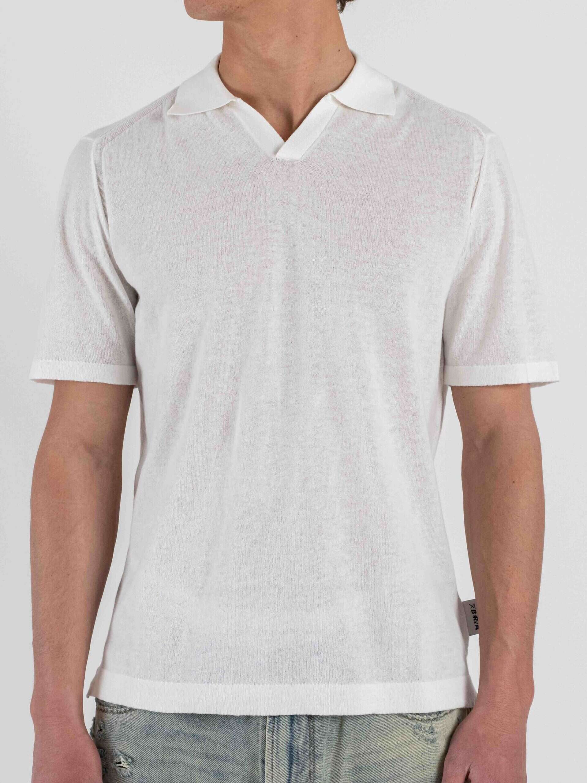 BERNA Polo regular a mezza manica con scollo a V 261047 Ecru