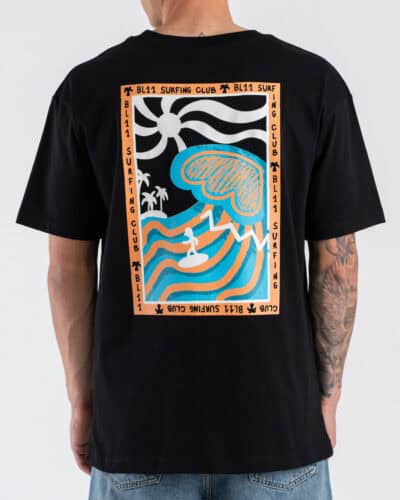BL11 T-shirt con stampa SURF sul retro e taschino sul cuore 27BL010128 Nera