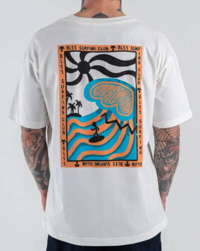 BL11 T-shirt con stampa SURF sul retro e taschino sul cuore 27BL010128 Panna