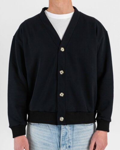 Cardigan over croppato con collo a V CANBERRA Nero