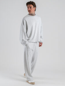 Completo tuta in cotone con Felpa over croppata girocollo + Pantalone baggy PON02 Grigio Nike (1)