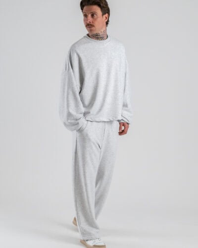 Completo tuta in cotone con Felpa over croppata girocollo + Pantalone baggy PON02 Grigio Nike