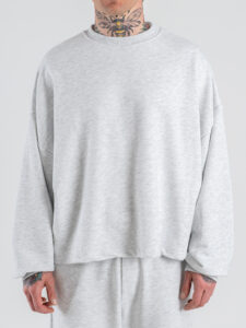 Completo tuta in cotone con Felpa over croppata girocollo + Pantalone baggy PON02 Grigio Nike (2)