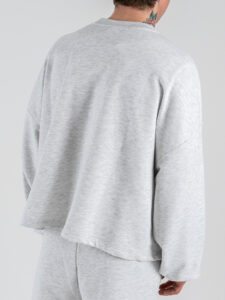Completo tuta in cotone con Felpa over croppata girocollo + Pantalone baggy PON02 Grigio Nike (5)
